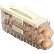 Caja de conservación de huevos para cocina, soporte para huevos, transparente, apilable, con diseño deslizante, para puerta lateral de