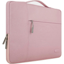 Funda para portátil compatible con portátiles de hasta 14 pulgadas, maletín multifuncional de poliéster, rosa