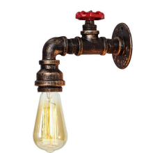 Waterbuis wandlamp, vintage industriële wandlamp, buisvormige kraan met ijzeren afwerking