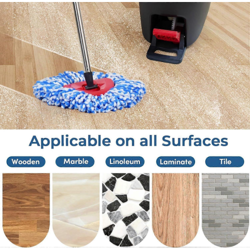 Cleaning 3-Pack Blue Microfiber Spin Mop Replacement Heads for O-Cedar EasyWring, Machine Washable 2