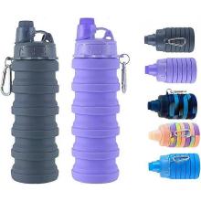 Faltbare Wasserflaschen, 2er-Pack, Reise-Wasserflasche, tragbare Wander-Wasserflasche mit auslaufsicherem Drehverschluss, 500 ml, wied