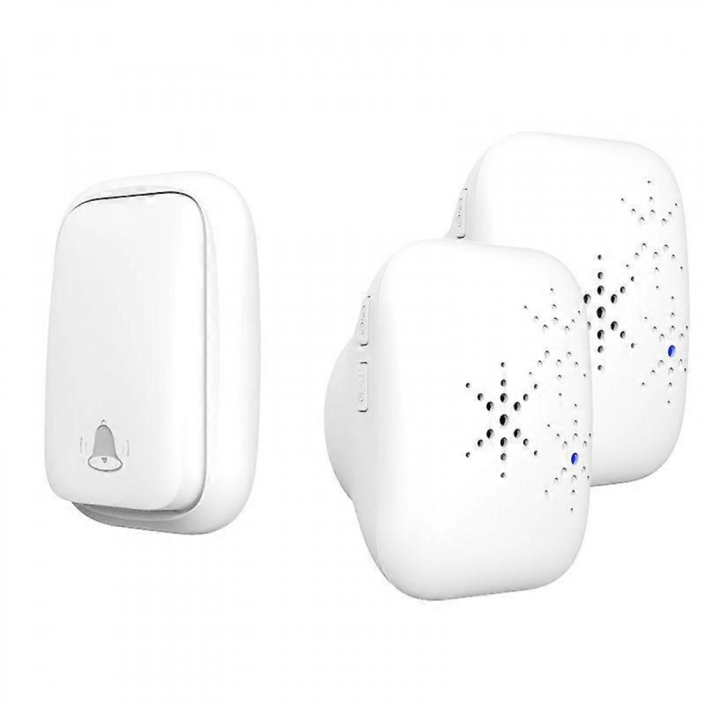 Wireless Doorbell Outdoor Waterproof With 2 Receivers Ip68 Waterproof 150M Range 4 Volume Levels 38 Ringtones No Battery,White,7*4.5*2.3Cm 9408048771370