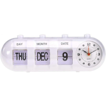 stuk handmatige analoge klapbureau-tafelwekker met retro kwartsmotief met datum, dag en maand, batterij niet inbegrepen, 26,5 * 9 * 10