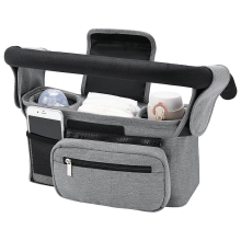 Organizer per passeggino e carrozzina, borsa portaoggetti universale per passeggino con 2 portabicchieri isolati, portabottiglie, tasc