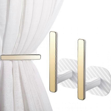 Držiaky na záclony, zlaté úchytky na záclony, samolepiace úchytky na záclony, háčiky na záclony v tvare L (biele, 2 ks) 14,5 * 7,5 cm