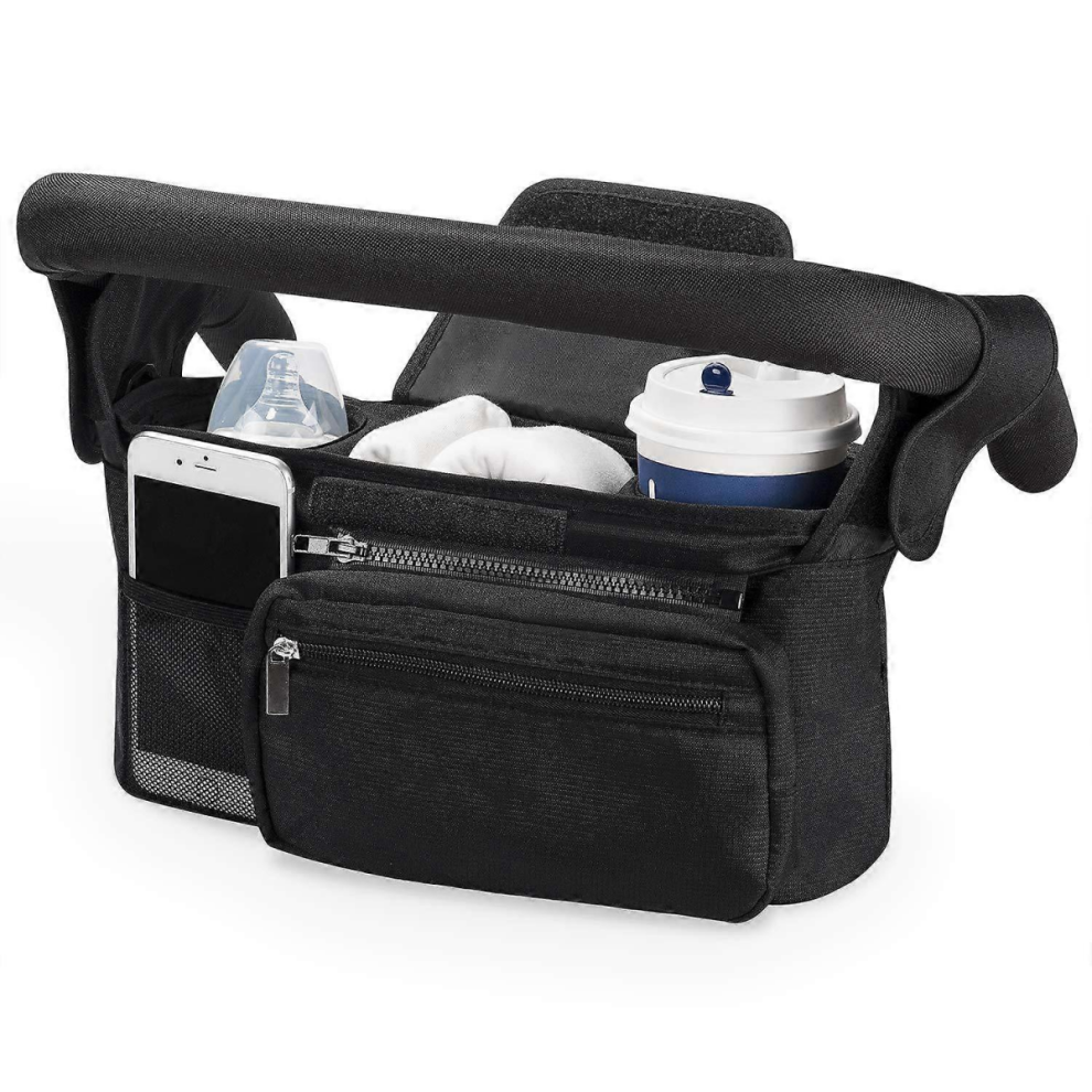 Universal Stroller Organizer With Insulated Cup Holder By Detachable Phone Bag & Shoulder Strap 9408048772148