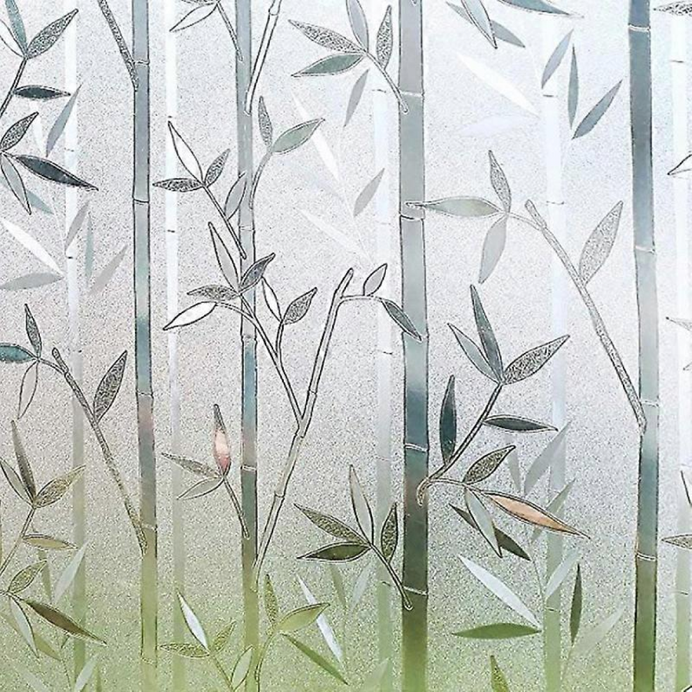 Bamboo Window Film Stained Glass Film Frosted Privacy Window Decal Decorative Window Cling No Glue Removable Window Stickers(120Cmx 3M ) 9408048772193