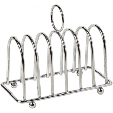 Toastständer aus lebensmittelechtem Edelstahl, 6-Scheiben-Toastständer mit Kugelfüßen und Schlaufengriff, ideal für Frühstücksbuffets,