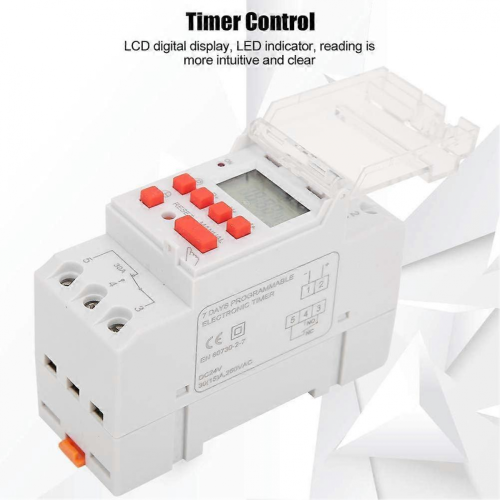 DC 24V Timer, 30A Weekly 12/24 Hours, Programmable Timer, 16 On/Off Per Day, LCD Electronic Digital Control, Time Relay with Waterproof Cover 2