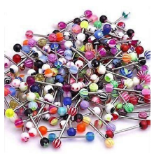 100 Mix Pack 14G Belly Button Rings 100Pcs 14G Tongue belly nose Ring Kit