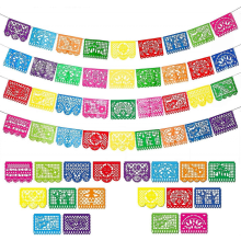 4er-Pack mexikanische Partybanner, große Kunststoffbanner, mexikanische Fiesta-Hängebanner, Flaggen, Partydekorationen, 4 verschiedene