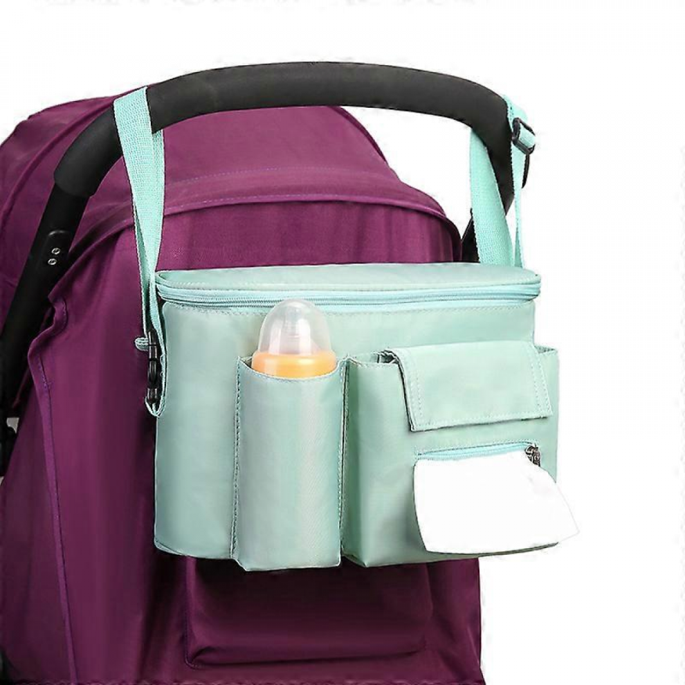Baby Stroller Organizer Holders Diaper Storage Secure Straps Pockets For Phone Compact Design Fit All Strollers (Matcha Green) 9408048773923