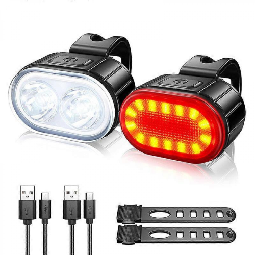 Σετ φώτων ποδηλάτου LED, επαναφορτιζόμενα USB, εξαιρετικά φωτεινά, 6 επιλογές