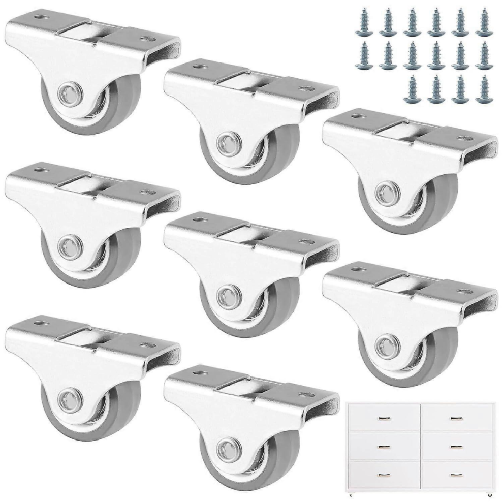 Pieces Fixed Furniture Caster Wheels, Small 25Mm Furniture Rubber Casters With Screws, Mini Casters For Furniture, Household Appliances And Equip 9408048774517