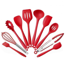 Küchenutensilien-Set, antihaftbeschichtet, 10-teilig, Silikon (Kirschrot)