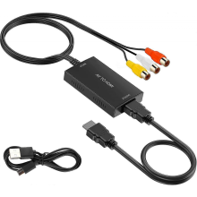 RCA-HDMI-muunnin HDMI-kaapelilla, AV-HDMI-muunnin, RCA-tulo-HDMI-lähtö-video-audiosovitin Sky/DVD/stb-televisioille HDTV-laitteille