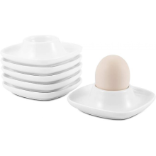 Set di 6 portauova in ceramica per uova alla coque - Portauova impilabili con base, decorazione da tavola per colazione e brunch, bian