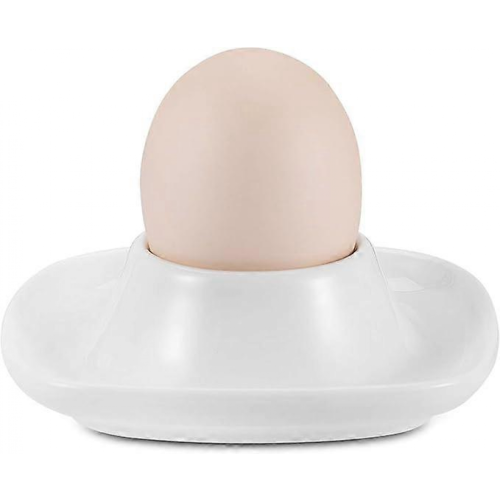 Egg Cups for Soft Boiled Eggs Set of 6 Ceramic Egg Holder - Stackable Egg Coddler Cups with Base,Breakfast Brunch Table Decor, White9.5*9.5*3CM 1