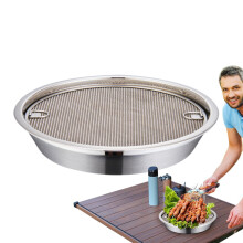 Fry Pan Oil Drain Basket Smokeless Roaster Stainless Steel Tray For Draining Oil After Frying Home Use Silver