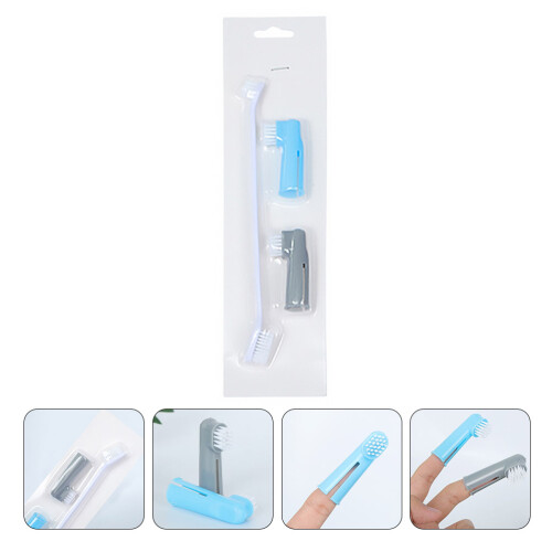 3Pcs Escova Dupla e 6Pcs de Dedo para e Cachorro 1