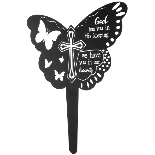 Rustikaler Schwarzer Metall Schmetterling Friedhof Deko Stecker