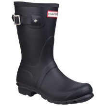 (UK 8) Hunter Womens Black Original Short Wellington Boots