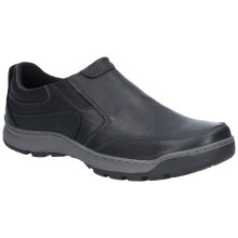 (Black, 7 (Adults')) Hush Puppies Jasper Leather Men's Black Loafers