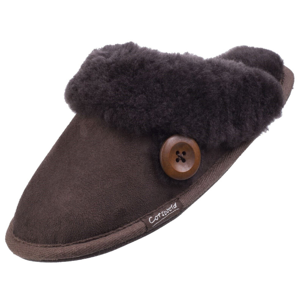 Cotswold Lechlade | Chocolate | Womens Luxurouos Sheepskin Mule Slippers