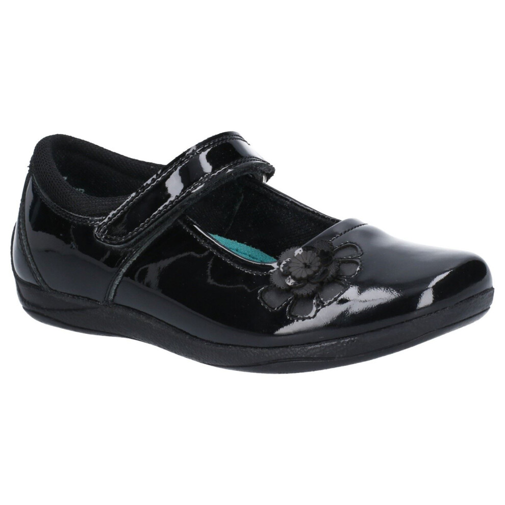 Hush Puppies Jessica Junior Patent | Patent | Girls Rip-Tape School Shoes Black