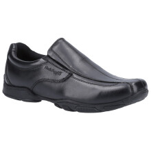 (UK 3, Black) Hush Puppies ELIJAH Boys Leather School Shoes Black