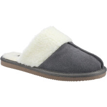 (Grey, 4 (Adults')) Hush Puppies Arianna Womens Genuine Suede Mule Slippers grey UK Size