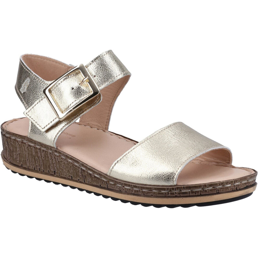 Hush Puppies (Uk 8) Ellie Womens Leather Wedge Sandals Gold