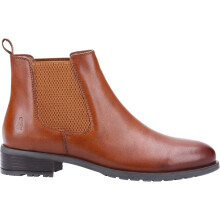 (Brown, 3 (Adults')) Hush Puppies Sammie Leather Women's Tan Flat Chelsea Boots