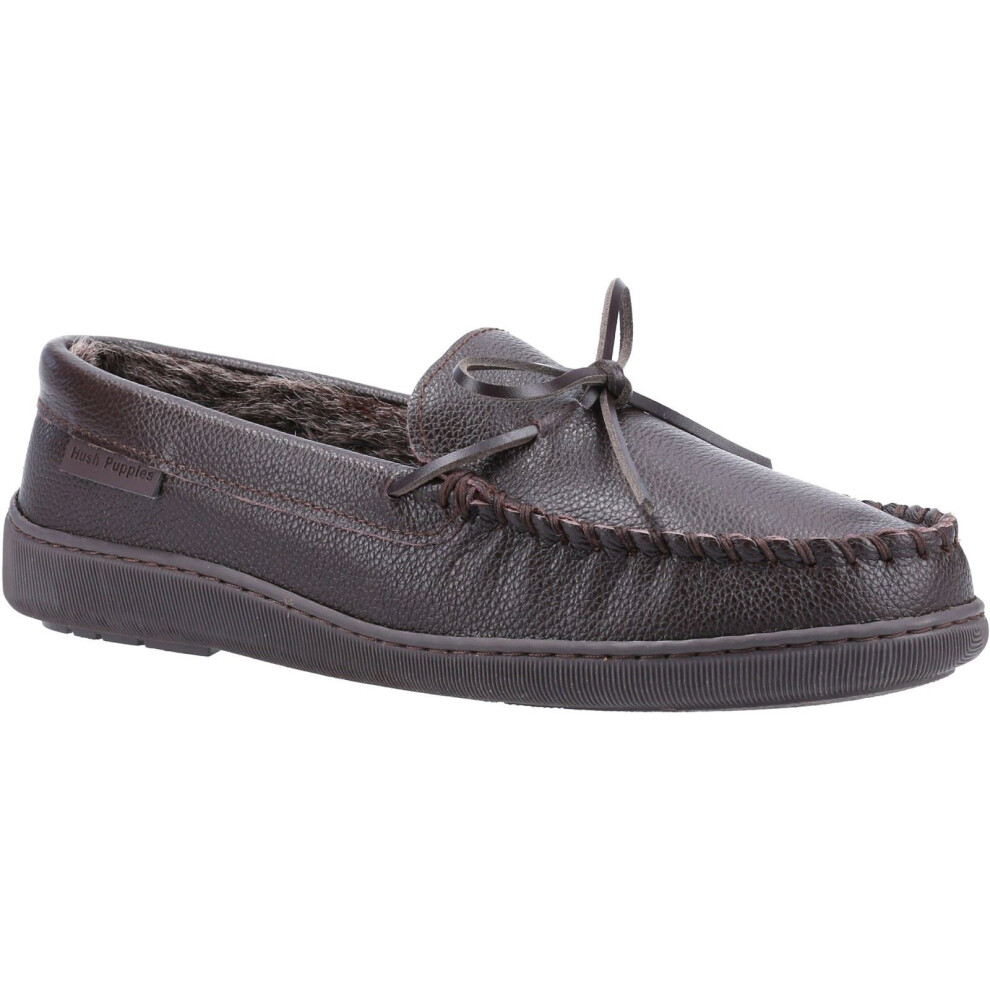 Hush Puppies (Brown, 9 (Adults')) Ace Leather Men's Brown Slippers