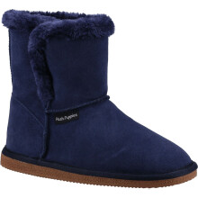 (Blue, 4 (Adults')) Hush Puppies Ashleigh Suede And Faux Fur Women's Navy Slippers
