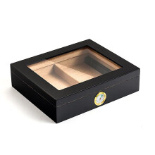 Cigar Humidor Box, Light Luxury Wood Grain Finish, Large Capacity 35 Cigars, Piano Paint, Cedar Wood Interior