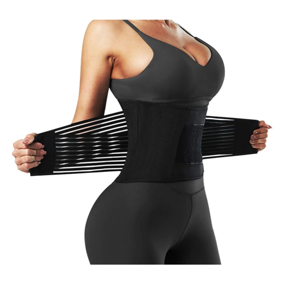 Lumbar Support Belt Size M Black Back Brace For Weight Loss Waist Trainer Sweat Belt Waist Trimmer Corset Tummy Control