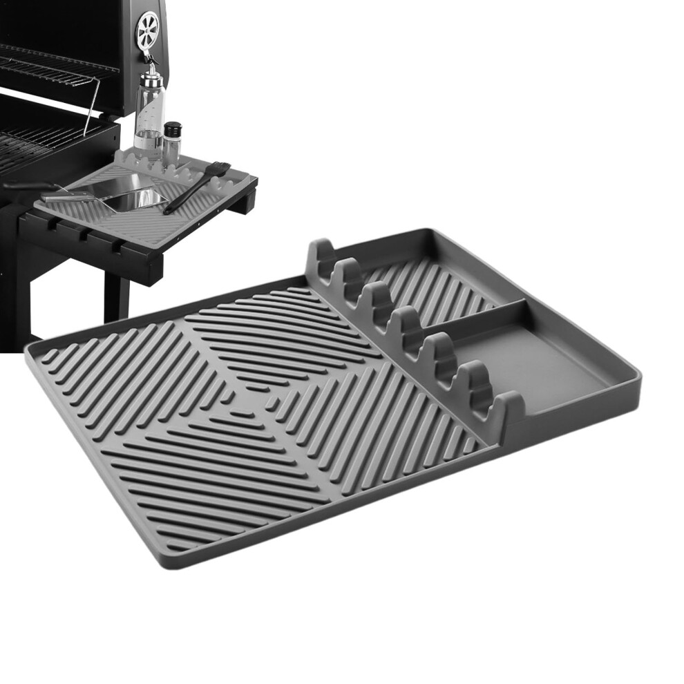 Grill Mat Reusable Silicone For Spatulas, Dishwasher Safe Drying Mat, Grey Grill Mat For Barbecues And Picnics-image-OPC-PMBP9SM-NEW