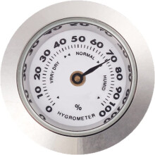 Mini Metal Hygrometer 28mm Round Cigar Moisture Meter For Tobacco Humidor High Precision Silver
