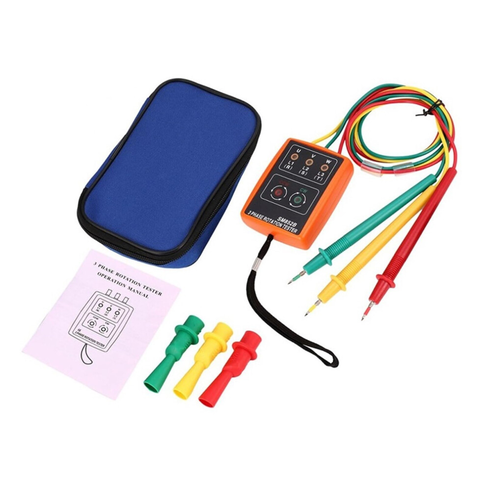 Phase Sequence Tester 3-Phase Rotation Tester, Digital Phase Indicator Detector, Led Meter, Lightweight Portable 9354506385231