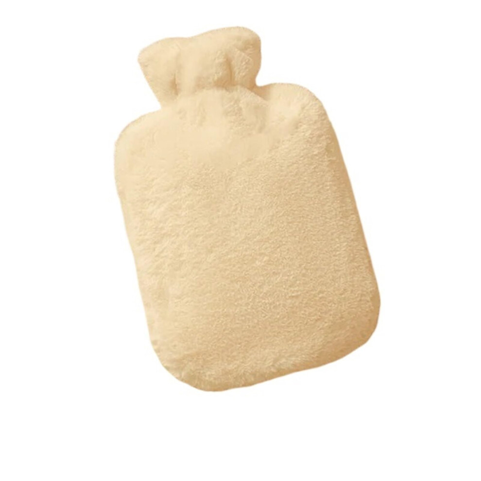 Orange Hot Water Bottle 2-Piece Water Injection Rubber With Plush Cover Hand Warmer Warming Bag 1000Ml One Size