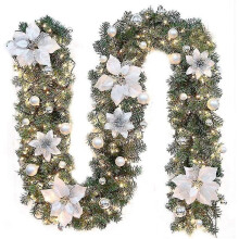 Christmas Garland, Christmas Garland With Lighting, Christmas Garland Outside, 2.7m Christmas Garlan