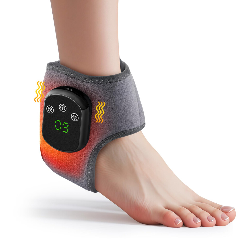 Heating Massager Cordless Ankle Massager With Heat USB Rechargeable Heated Brace Wrap Warmer 5 Heat Settings