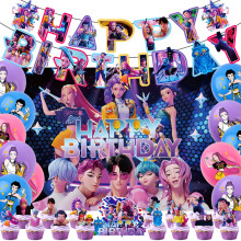 (Set 1) Demon Hunters Kpop Birthday Party Banner Decoration Banners Flag Balloon
