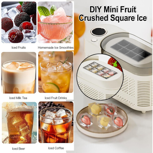 Automatic Ice Cube Machine Ice Maker 15 Minute Solid Ice Outdoor Ready 220V Power Supply Beige Ultra Compact 1