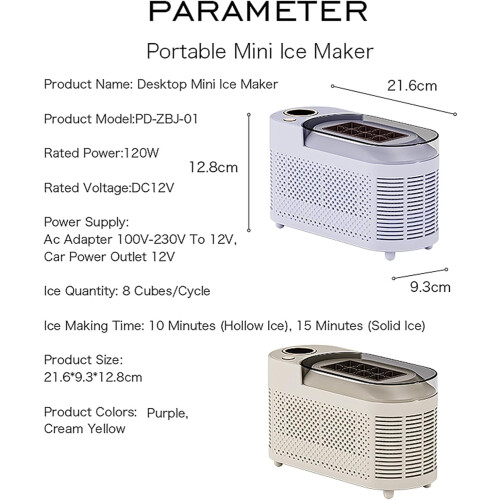Automatic Ice Cube Machine Ice Maker 15 Minute Solid Ice Outdoor Ready 220V Power Supply Beige Ultra Compact 2