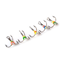 Treble Hook Ice Fishing 5Pcs Sizes 6/8/10/12 High Carbon Steel Three Jaw Hook For Winter Sea Fishing