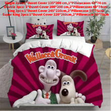 (Red, Double(200x200cm)) Bedding Wallace Gromit Sets Comforter Quilt Bed Cover Duvet Pillow Cover Case