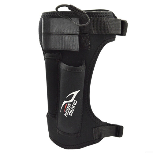 Diving Blade Sheath Adjustable Neoprene With Leg Straps, Double Front Pockets, D-Ring Attachment, Black