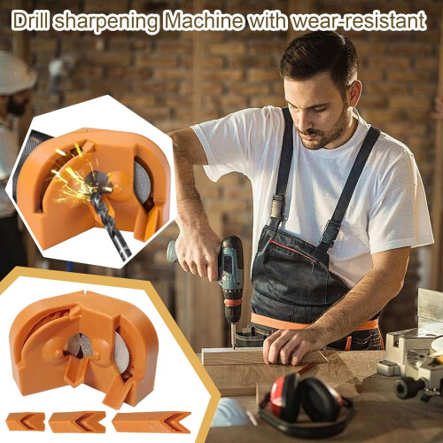 Bit Sharpener Drill, 11.2/6.4/7.7-Inch, Precision Grinding Tools, Industrial Grade Sharpening Device, Black and Yellow 2